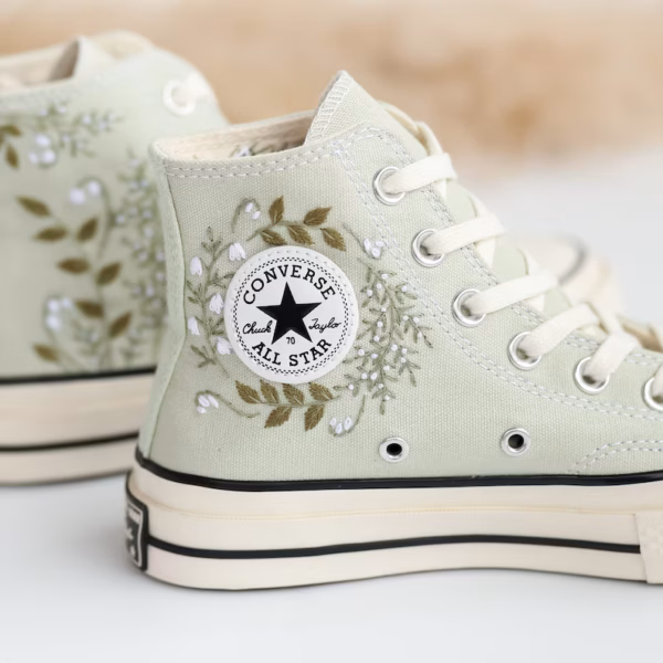 Embroidered high top shoes, canvas shoes embroidered handmade customization