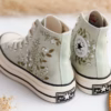 Embroidered high top shoes, canvas shoes embroidered handmade customization