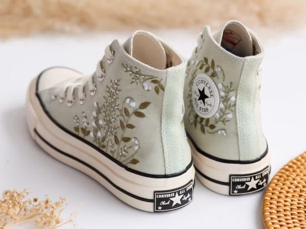 Embroidered high top shoes, canvas shoes embroidered handmade customization