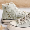 Embroidered high top shoes, canvas shoes embroidered handmade customization