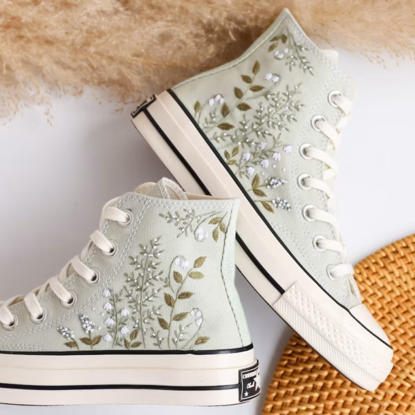 Embroidered high top shoes, canvas shoes embroidered handmade customization