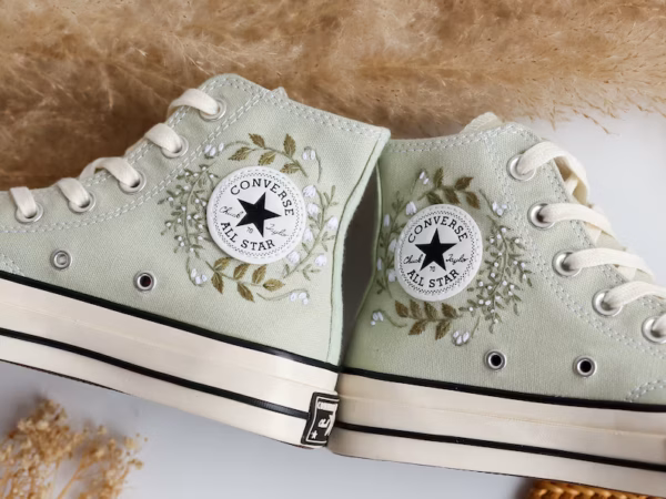 Embroidered high top shoes, canvas shoes embroidered handmade customization