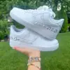 Custom Pearl & Rhinestone Nike Air Force 1 Wedding Sneakers - Personalized Bridal Shoes with Name & Date