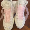 Mid cut, embroidered sneakers, pearl shoes, butterfly wedding Bling sneakers