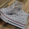 Mid cut, embroidered sneakers, pearl shoes, butterfly wedding Bling sneakers