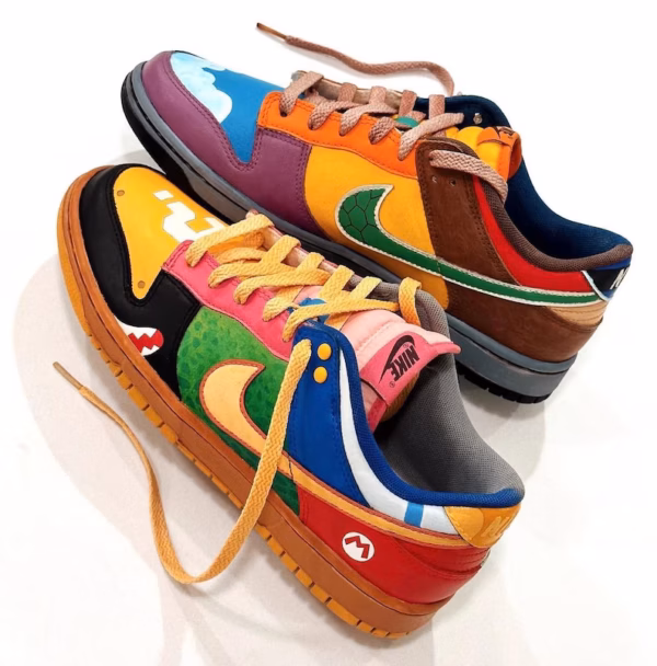 Custom Super Mario Bros Themed Nike Dunk Low - Hand-Painted Nintendo Characters Sneakers
