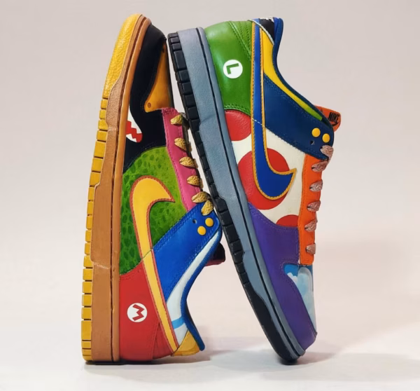 Custom Super Mario Bros Themed Nike Dunk Low - Hand-Painted Nintendo Characters Sneakers