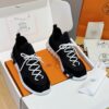 Hermès Black Knit and Suede Low-Top Sneakers with White Laces and Treaded Sole