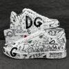 Portofino series Napa calf leather sneakers adorned with logo graffiti patchwork D&G Full Black Graffiti Logo Print White Leather Low Top Casual Sneakers