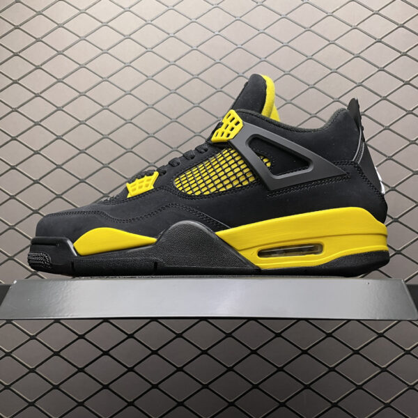 AJ4 Air Jordan 4 Retro Thunder Black & Yellow Sneakers - Classic Basketball & Streetwear Shoes