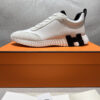 hermes shoes men's Hermès White Leather & Suede Low-Top Sneakers with Black H Logo Sole