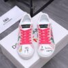 1 Dolce & Gabbana Mismatched Graffiti Floral Print White Leather Low Top Casual Sneakers
