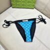 Gucci GG Logo Print Multicolor Triangle Halter Two-Piece Bikini Swimsuit