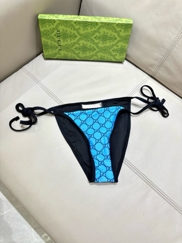 Gucci GG Logo Print Multicolor Triangle Halter Two-Piece Bikini Swimsuit
