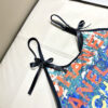 11 Chanel Multicolor Logo Print One-Piece Swimsuit with Bow Straps