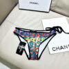 12 Print Halter Triangle Two-Piece Bikini Swimsuit Chanel Multicolor Logo