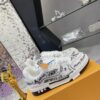 2 Custom LV Trainer White Black Hand Drawn Graffiti Print Luxury Casual Sneakers