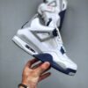 aj4 Air Jordan 4 Retro Midnight Navy - White Grey Navy Cement Basketball Sneakers