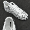 3 D&G Full Black Graffiti Logo Print White Leather Low Top Casual Sneakers