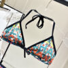 3 Print Halter Triangle Two-Piece Bikini Swimsuit Chanel Multicolor Logo