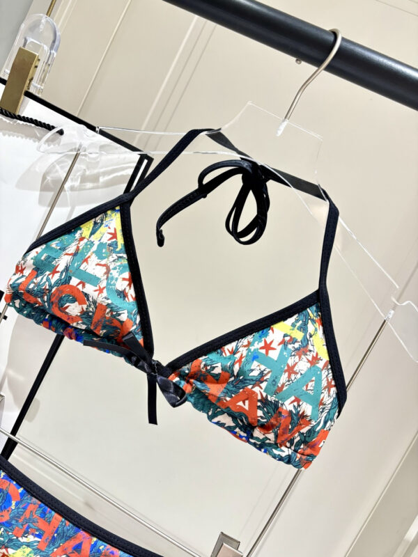 3 Print Halter Triangle Two-Piece Bikini Swimsuit Chanel Multicolor Logo