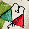 Gucci GG Logo Print Multicolor Triangle Halter Two-Piece Bikini Swimsuit