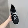 3 Hermès Black Knit and Suede Low-Top Sneakers with White Laces and Treaded Sole