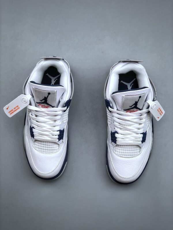 White Aj 4 Air Jordan 4 Retro Midnight Navy - White Grey Navy Cement Basketball Sneakers