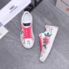 4 Dolce & Gabbana Mismatched Graffiti Floral Print White Leather Low Top Casual Sneakers