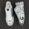 4 D&G Full Black Graffiti Logo Print White Leather Low Top Casual Sneakers