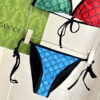 Gucci GG Logo Print Multicolor Triangle Halter Two-Piece Bikini Swimsuit