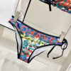 5 Print Halter Triangle Two-Piece Bikini Swimsuit Chanel Multicolor Logo