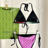 Gucci GG Logo Print Multicolor Triangle Halter Two-Piece Bikini Swimsuit