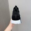 5 Hermès Black Knit and Suede Low-Top Sneakers with White Laces and Treaded Sole