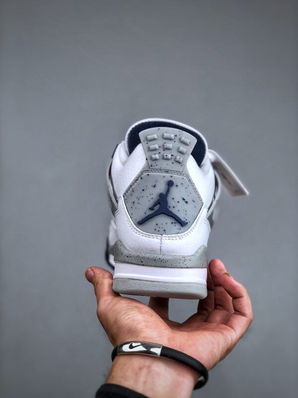 6 Air Jordan 4 Retro Midnight Navy - White Grey Navy Cement Basketball Sneakers