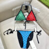 Gucci GG Logo Print Multicolor Triangle Halter Two-Piece Bikini Swimsuit