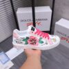 6 Dolce & Gabbana Mismatched Graffiti Floral Print White Leather Low Top Casual Sneakers