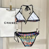6 Print Halter Triangle Two-Piece Bikini Swimsuit Chanel Multicolor Logo