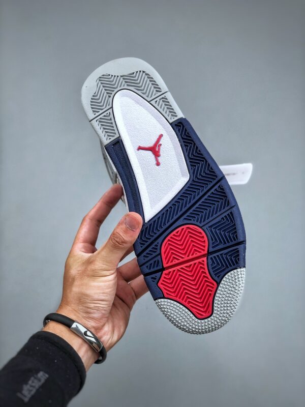 7 Air Jordan 4 Retro Midnight Navy - White Grey Navy Cement Basketball Sneakers