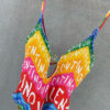 Valentino Rainbow Chevron Logo Print V-Neck One-Piece Swimsuit