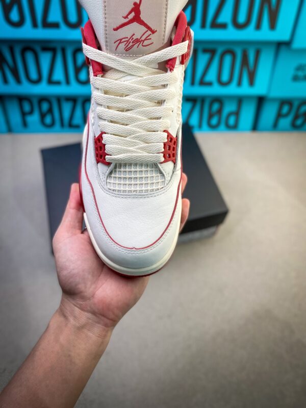 7 Air Jordan 4 Retro “Red Oreo” White & Red Sneakers - Classic Basketball & Streetwear Shoes