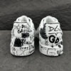 7 D&G Full Black Graffiti Logo Print White Leather Low Top Casual Sneakers