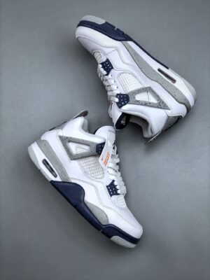 rodan Air 4 Air Jordan 4 Retro Midnight Navy - White Grey Navy Cement Basketball Sneakers