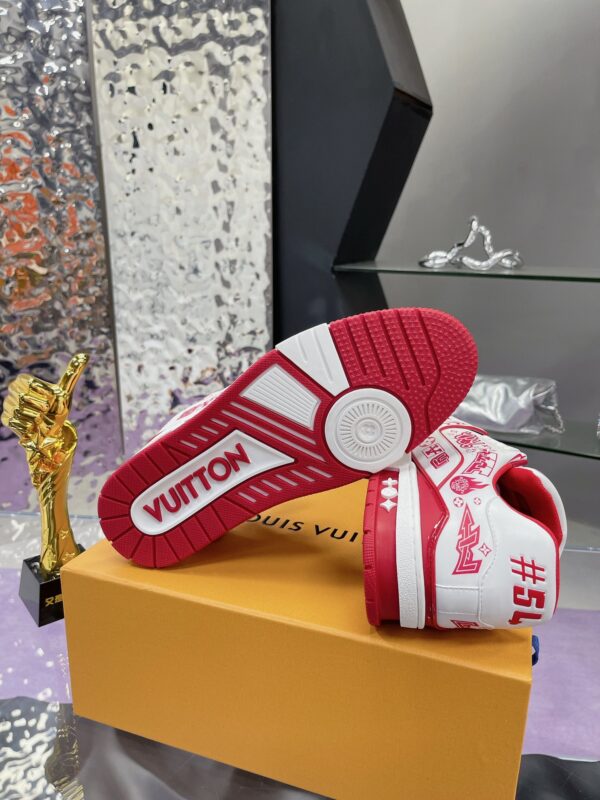 Custom Louis Vuitton LV Trainer White & Red Graffiti Low-Top Sneakers