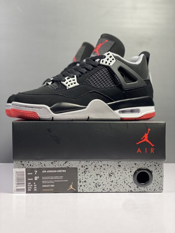 8 Air Jordan 4 Retro “Bred” Black Red Cement Basketball Sneakers AJ4 men's shoes