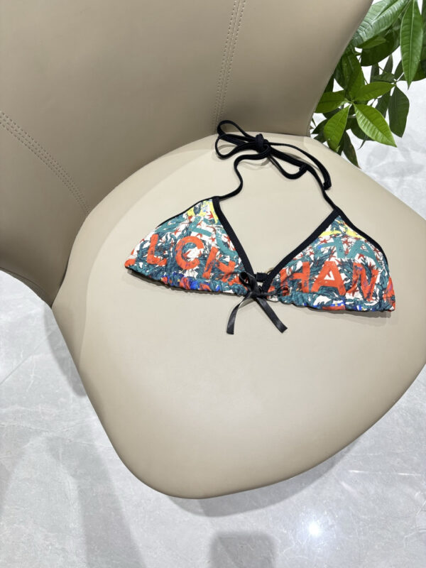 8 Print Halter Triangle Two-Piece Bikini Swimsuit Chanel Multicolor Logo
