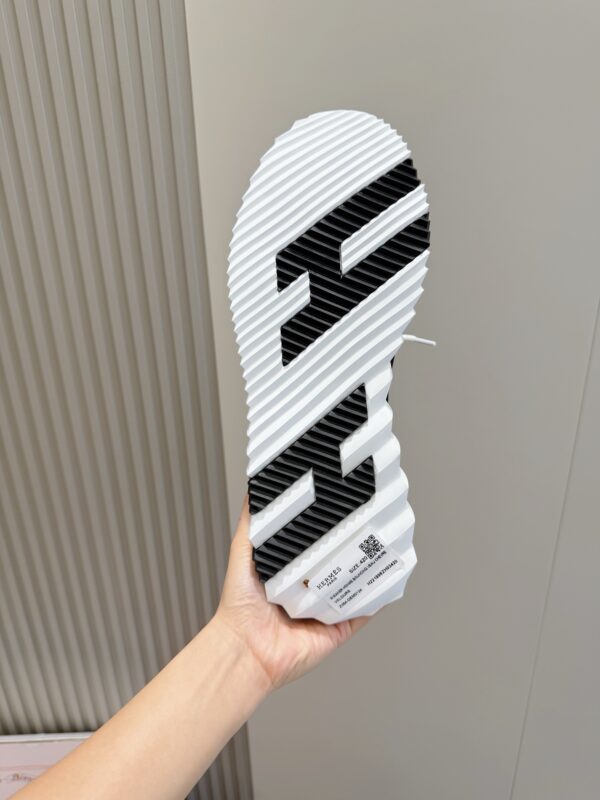 8 Hermès Black Knit and Suede Low-Top Sneakers with White Laces and Treaded Sole