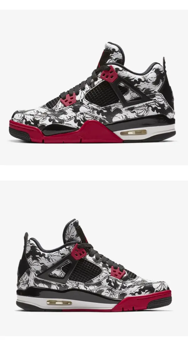 O1CN01piXOQF1pCu6h6kuay_!!910265325 Air Jordan 4 Retro “Tattoo” Black White Red Graphic Basketball Sneakers