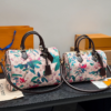 Vuitton LV Speedy 30 Pink Floral Monogram Canvas Top Handle Bag with Strap