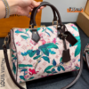 Vuitton LV Speedy 30 Pink Floral Monogram Canvas Top Handle Bag with Strap